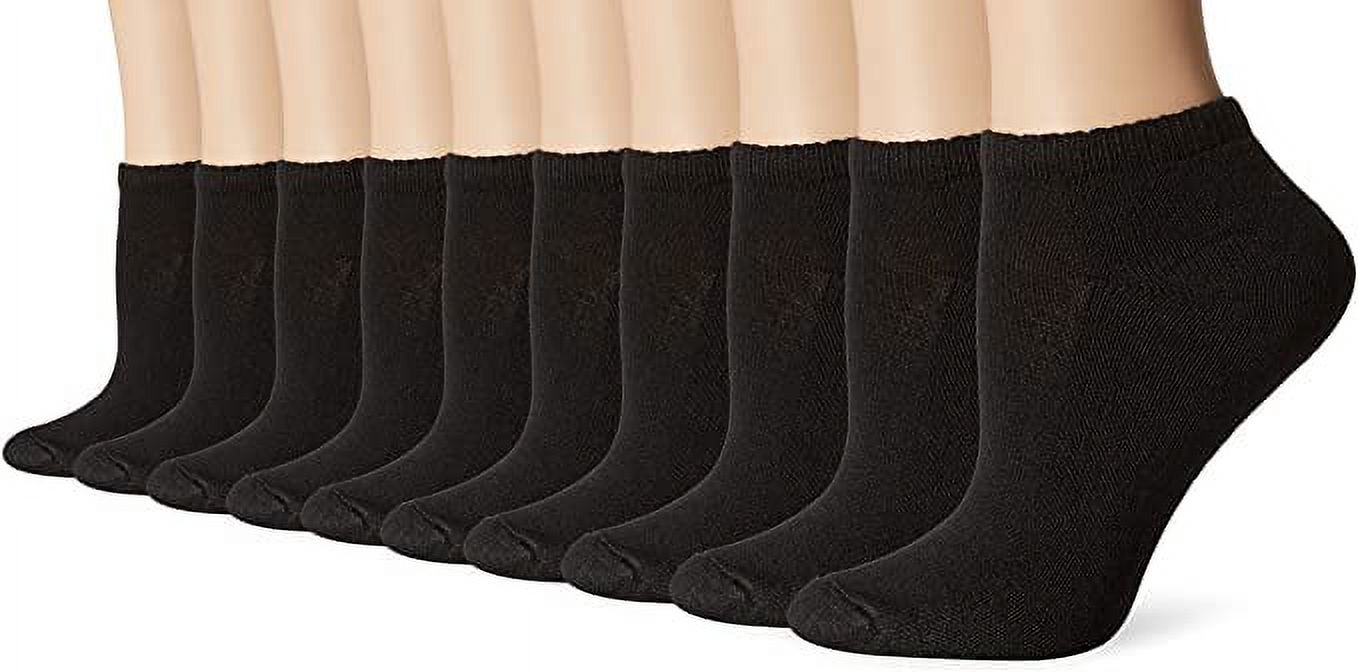 Hanes Women's Super Soft Cushion Cotton Low Cut Socks, Black (12-Pack)